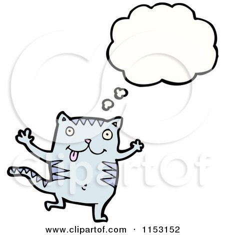 Cartoon of a Thinking Cat - Royalty Free Vector Illustration by lineartestpilot