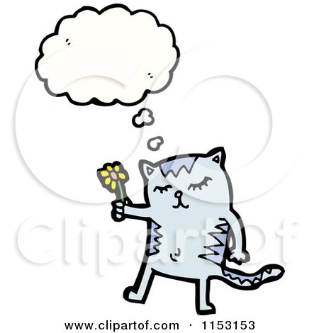 Cartoon of a Thinking Cat - Royalty Free Vector Illustration by lineartestpilot