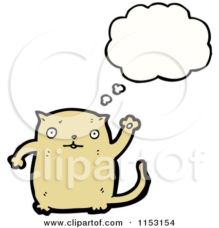 Cartoon of a Thinking Cat - Royalty Free Vector Illustration by lineartestpilot