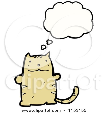 Cartoon of a Thinking Cat - Royalty Free Vector Illustration by lineartestpilot