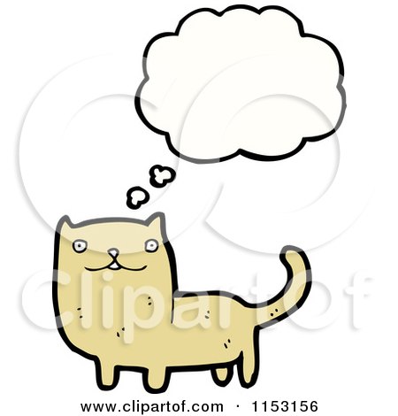 Cartoon of a Thinking Cat - Royalty Free Vector Illustration by lineartestpilot