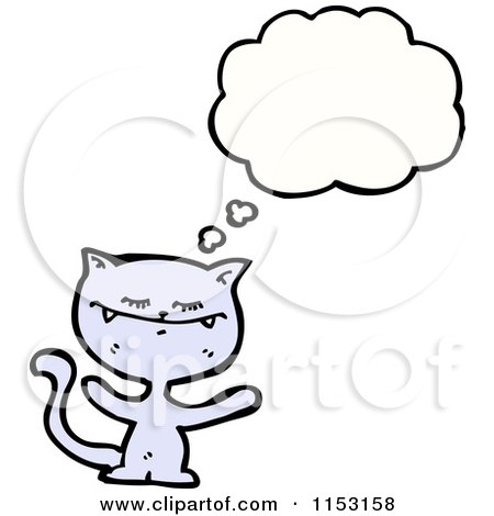 Cartoon of a Thinking Cat - Royalty Free Vector Illustration by lineartestpilot