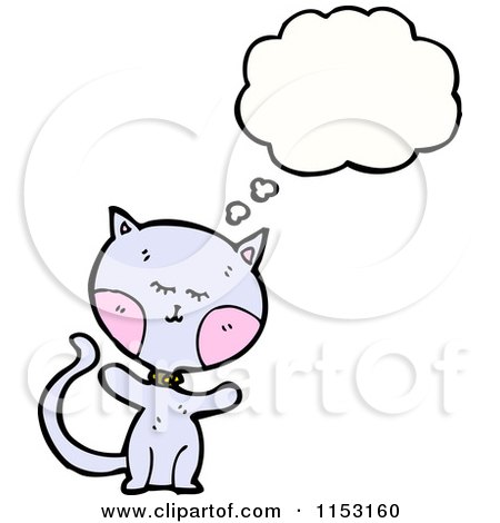 Cartoon of a Thinking Cat - Royalty Free Vector Illustration by lineartestpilot