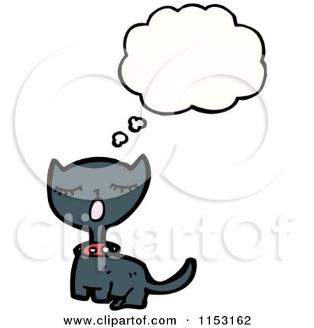 Cartoon of a Thinking Cat - Royalty Free Vector Illustration by lineartestpilot