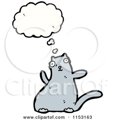 Cartoon of a Thinking Cat - Royalty Free Vector Illustration by lineartestpilot