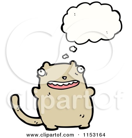 Cartoon of a Thinking Cat - Royalty Free Vector Illustration by lineartestpilot