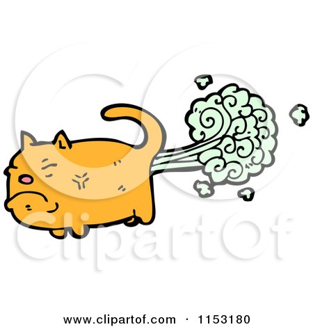 Cartoon of a Ginger Cat Farting - Royalty Free Vector Illustration by lineartestpilot