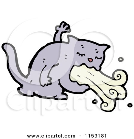 Cartoon of a Cat Puking - Royalty Free Vector Illustration by lineartestpilot