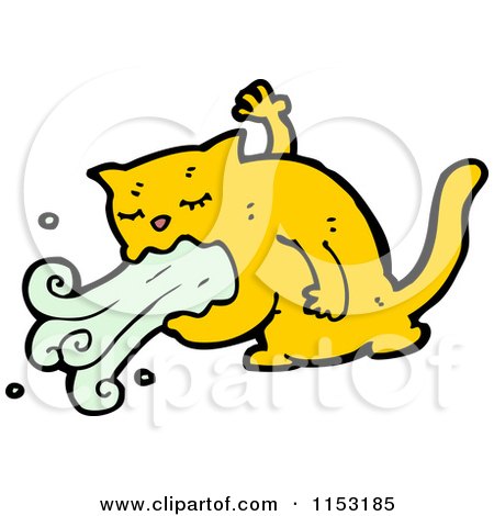 Cartoon of a Ginger Cat Puking - Royalty Free Vector Illustration by lineartestpilot