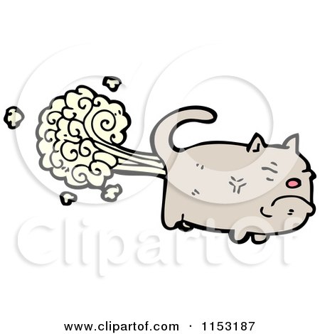 Cartoon of a Cat Farting - Royalty Free Vector Illustration by lineartestpilot