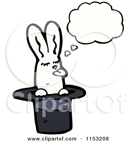 Cartoon of a Thinking Rabbit in a Hat - Royalty Free Vector Illustration by lineartestpilot