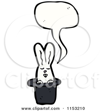 Cartoon of a Talking Rabbit in a Hat - Royalty Free Vector Illustration by lineartestpilot