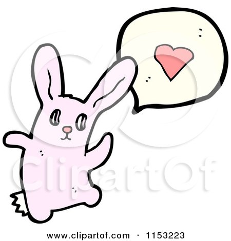Cartoon of a Pink Rabbit Talking About Love - Royalty Free Vector Illustration by lineartestpilot