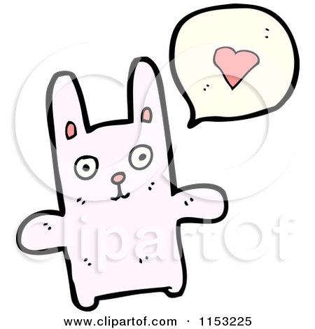 Cartoon of a Pink Rabbit Talking About Love - Royalty Free Vector Illustration by lineartestpilot