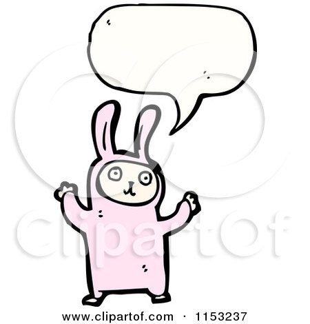 Cartoon of a Talking Kid in a Pink Rabbit Costume - Royalty Free Vector Illustration by lineartestpilot