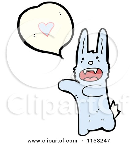 Cartoon of a Blue Rabbit Talking About Love - Royalty Free Vector Illustration by lineartestpilot