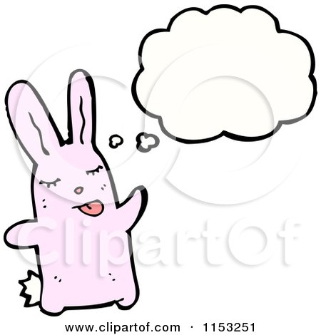 Cartoon of a Thinking Pink Rabbit - Royalty Free Vector Illustration by lineartestpilot