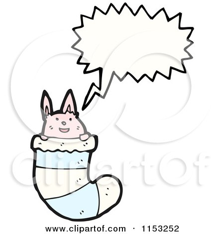 Cartoon of a Talking Pink Rabbit in a Stocking - Royalty Free Vector Illustration by lineartestpilot