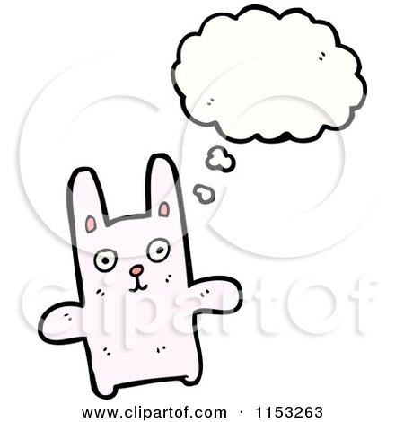 Cartoon of a Thinking Pink Rabbit - Royalty Free Vector Illustration by lineartestpilot