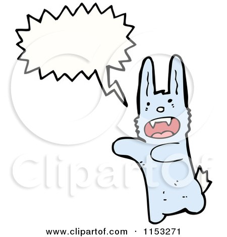 Cartoon of a Talking Blue Rabbit - Royalty Free Vector Illustration by lineartestpilot
