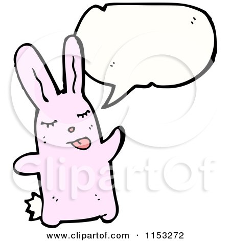 Cartoon of a Talking Pink Rabbit - Royalty Free Vector Illustration by lineartestpilot