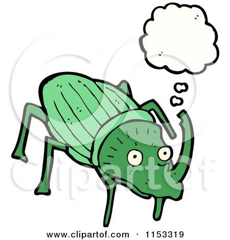 Cartoon of a Thinking Stag Beetle - Royalty Free Vector Illustration by lineartestpilot