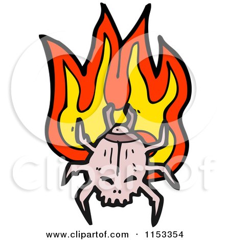 Cartoon of a Scarab Beetle with Flames - Royalty Free Vector Illustration by lineartestpilot