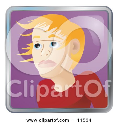 People Internet Messenger Avatar of a Young Blond Boy Looking Upwards Clipart Illustration by AtStockIllustration