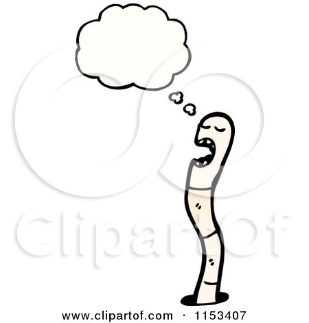 Cartoon of a Thinking Earthworm - Royalty Free Vector Illustration by lineartestpilot