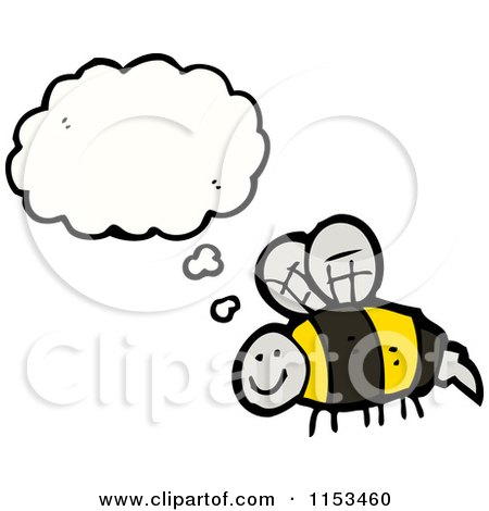 Cartoon of a Thinking Bee - Royalty Free Vector Illustration by lineartestpilot