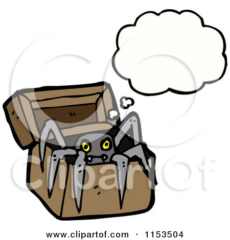 Cartoon of a Thinking Spider in a Box - Royalty Free Vector Illustration by lineartestpilot