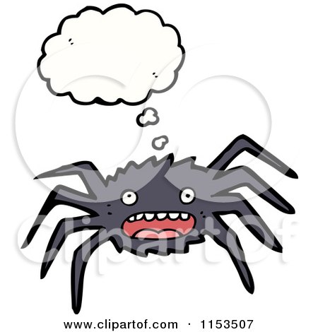Cartoon of a Thinking Spider - Royalty Free Vector Illustration by lineartestpilot