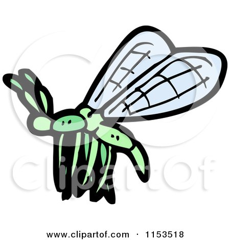 Cartoon of a Green Dragonfly - Royalty Free Vector Illustration by lineartestpilot