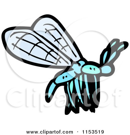 Cartoon of a Blue Dragonfly - Royalty Free Vector Illustration by lineartestpilot