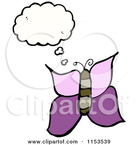Cartoon of a Butterfly Thinking - Royalty Free Vector Illustration by lineartestpilot
