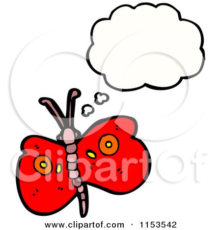 Cartoon of a Butterfly Thinking - Royalty Free Vector Illustration by lineartestpilot