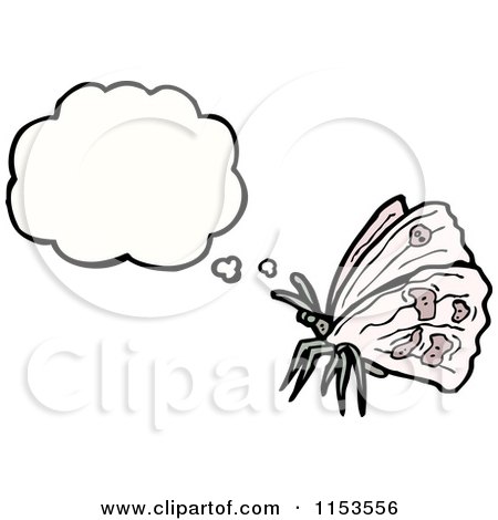 Cartoon of a Moth Thinking - Royalty Free Vector Illustration by lineartestpilot