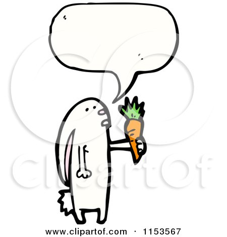 Cartoon of a Talking Rabbit Holding a Carrot - Royalty Free Vector Illustration by lineartestpilot