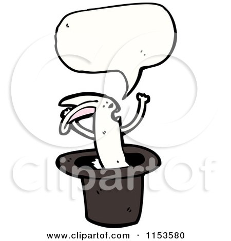 Cartoon of a Talking Rabbit in a Hat - Royalty Free Vector Illustration by lineartestpilot