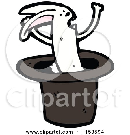 Cartoon of a White Rabbit in a Magic Hat - Royalty Free Vector Illustration by lineartestpilot