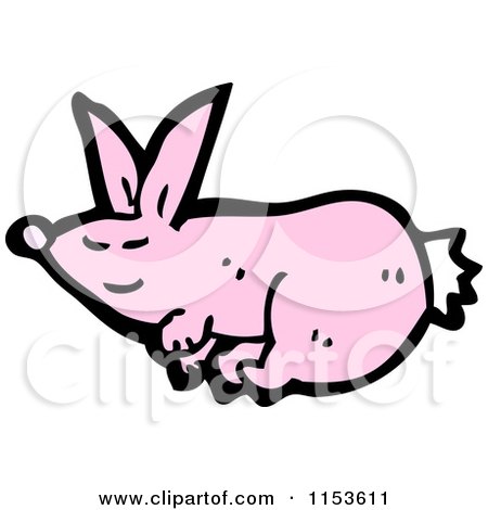Cartoon of a Pink Rabbit - Royalty Free Vector Illustration by lineartestpilot