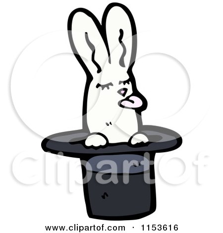 Cartoon of a White Rabbit in a Magic Hat - Royalty Free Vector Illustration by lineartestpilot