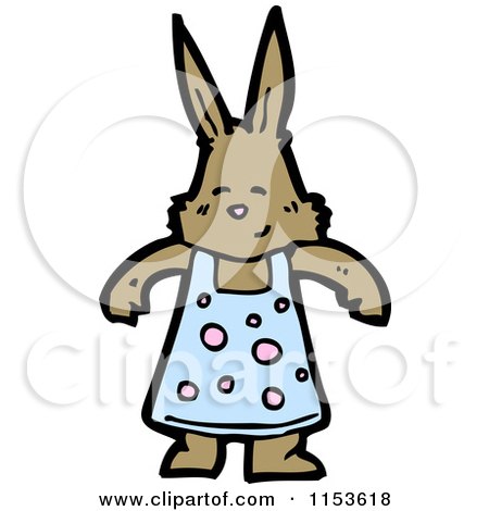 Cartoon of a Rabbit in a Dress - Royalty Free Vector Illustration by lineartestpilot