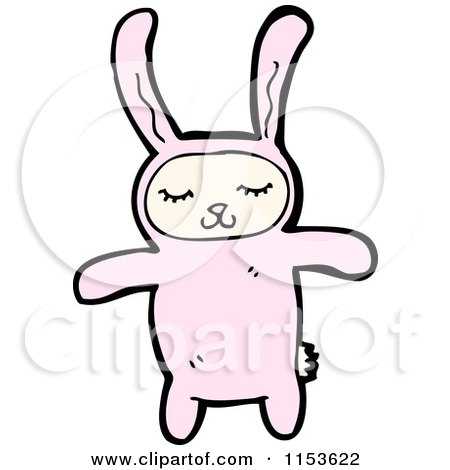 Cartoon of a Kid in a Pink Rabbit Costume - Royalty Free Vector Illustration by lineartestpilot