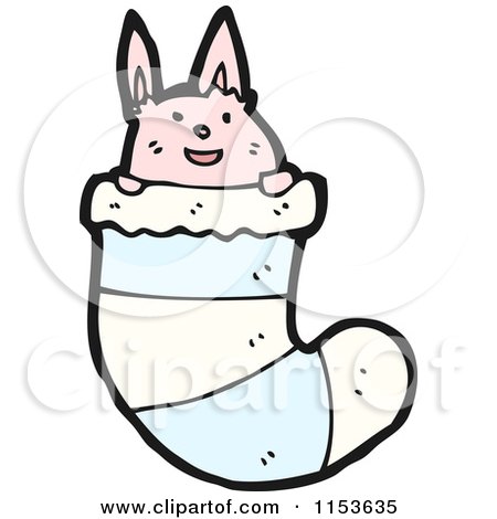 Cartoon of a Pink Rabbit in a Stocking - Royalty Free Vector Illustration by lineartestpilot