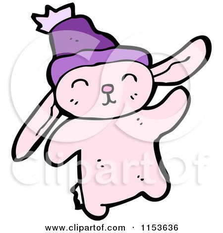 Cartoon of a Pink Rabbit in a Hat - Royalty Free Vector Illustration by lineartestpilot