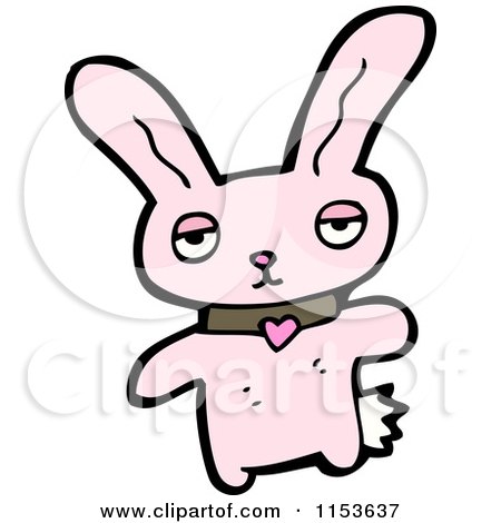 Cartoon of a Pink Rabbit in a Collar - Royalty Free Vector Illustration by lineartestpilot
