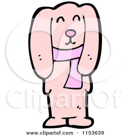 Cartoon of a Pink Rabbit in a Scarf - Royalty Free Vector Illustration by lineartestpilot