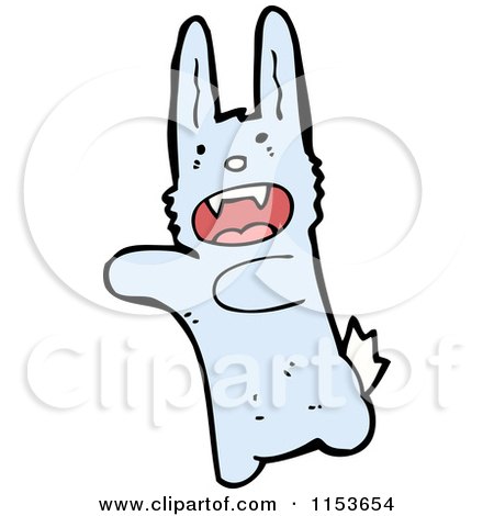Cartoon of a Blue Rabbit - Royalty Free Vector Illustration by lineartestpilot