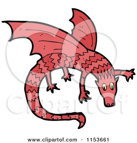 Cartoon of a Red Dragon - Royalty Free Vector Illustration by lineartestpilot